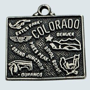 Vintage Sterling Silver Colorado State Charm Iconic Landmark Denver Pendant 2.3g